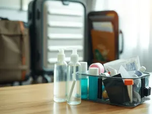 Kobieta nakładająca rozświetlające serum na gładką skórę w otoczeniu roślinnych motywów, podkreślające naturalną pielęgnację.