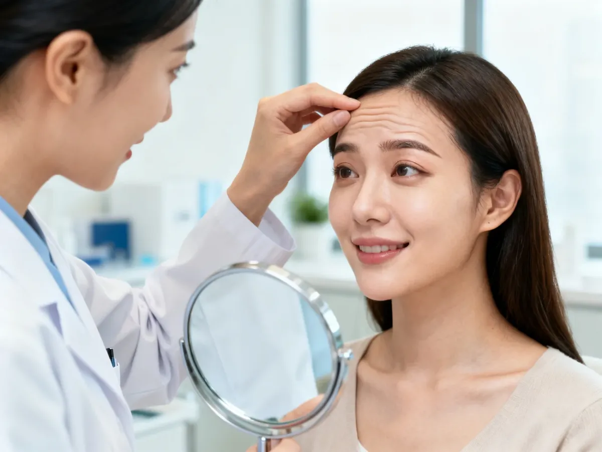 Konsultacja dermatologiczna dotycząca zmarszczek na czole
