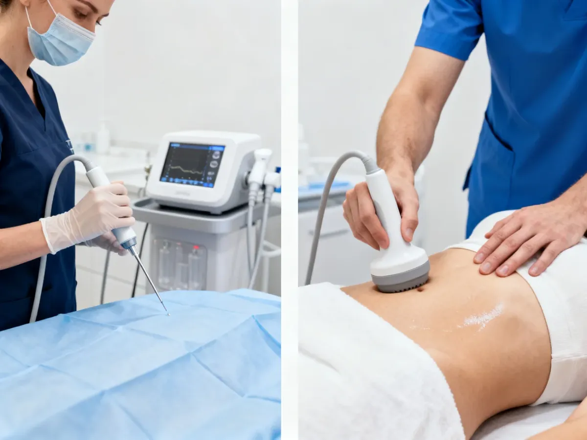 Porównanie chirurgicznej liposukcji ultradźwiękowej i bezinwazyjnej kawitacji brzucha