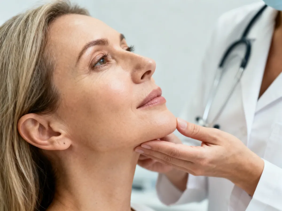 Konsultacja skóry twarzy w nowoczesnej klinice dermatologicznej