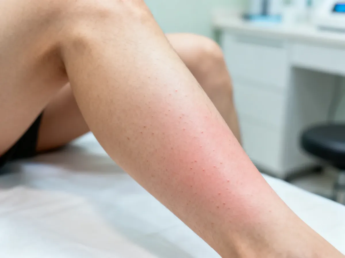 Łagodne zaczerwienienie i obrzęk mieszków włosowych po depilacji laserowej