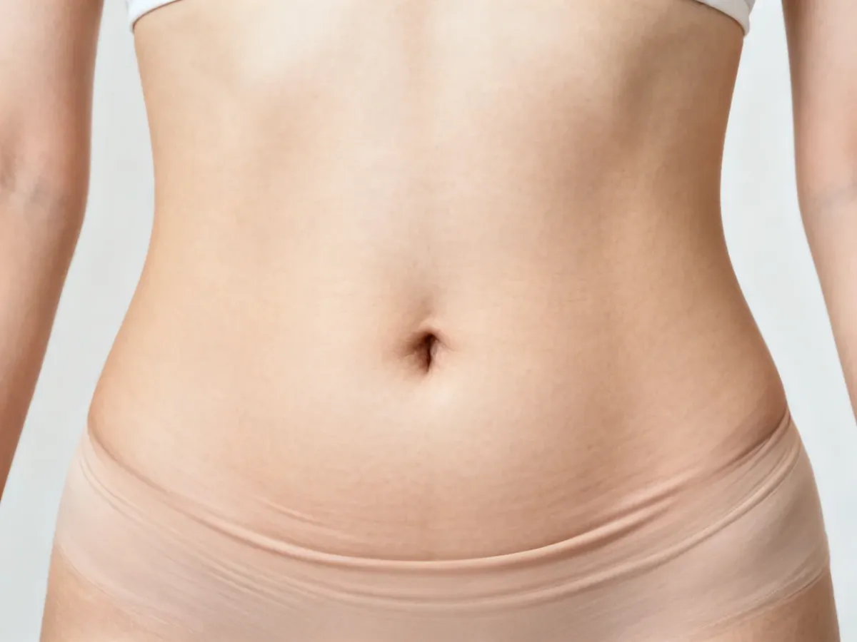 Porównanie naturalnie wymodelowanego konturu brzucha przed i po liposukcji laserowej