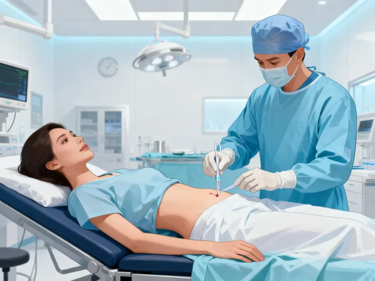 Zabieg liposukcji tumescentowej małego obszaru brzucha u przytomnego pacjenta